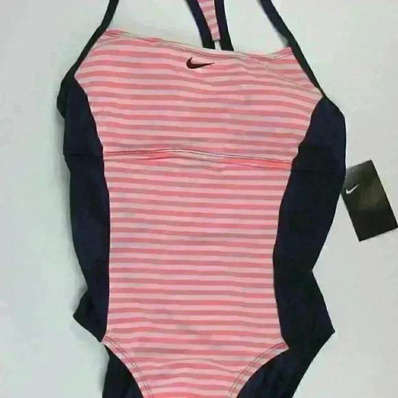 Nike Womens L Laser Stripe Logo Swimsuit NWT $88 - Picture 1 of 8